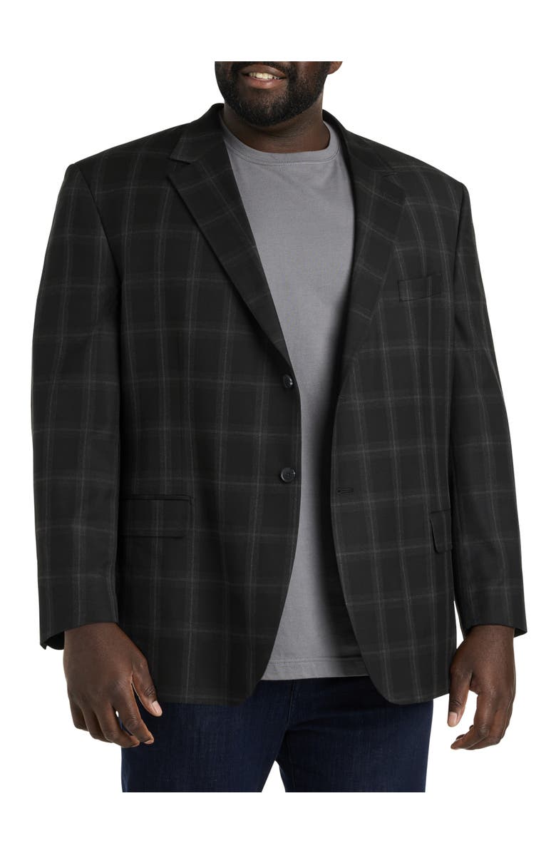 Oak Hill Premium by DXL Big & Tall Windowpane Sport Coat, Main, color, Black