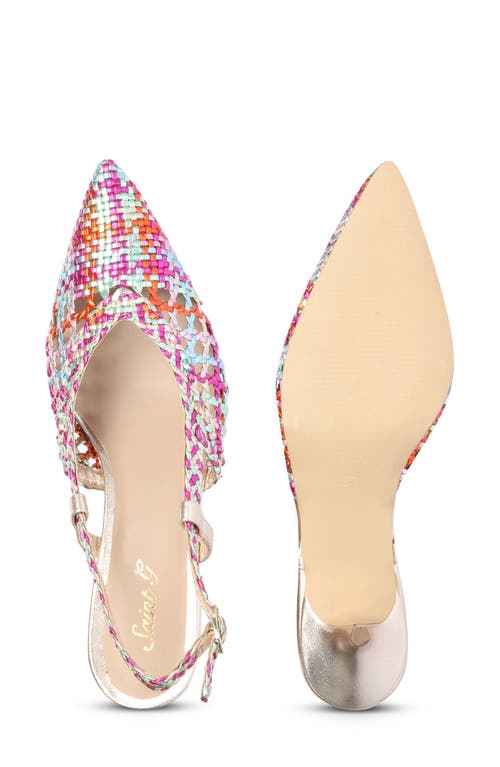 Saint G Abril Metallic Woven Slingback Pump In Rainbow