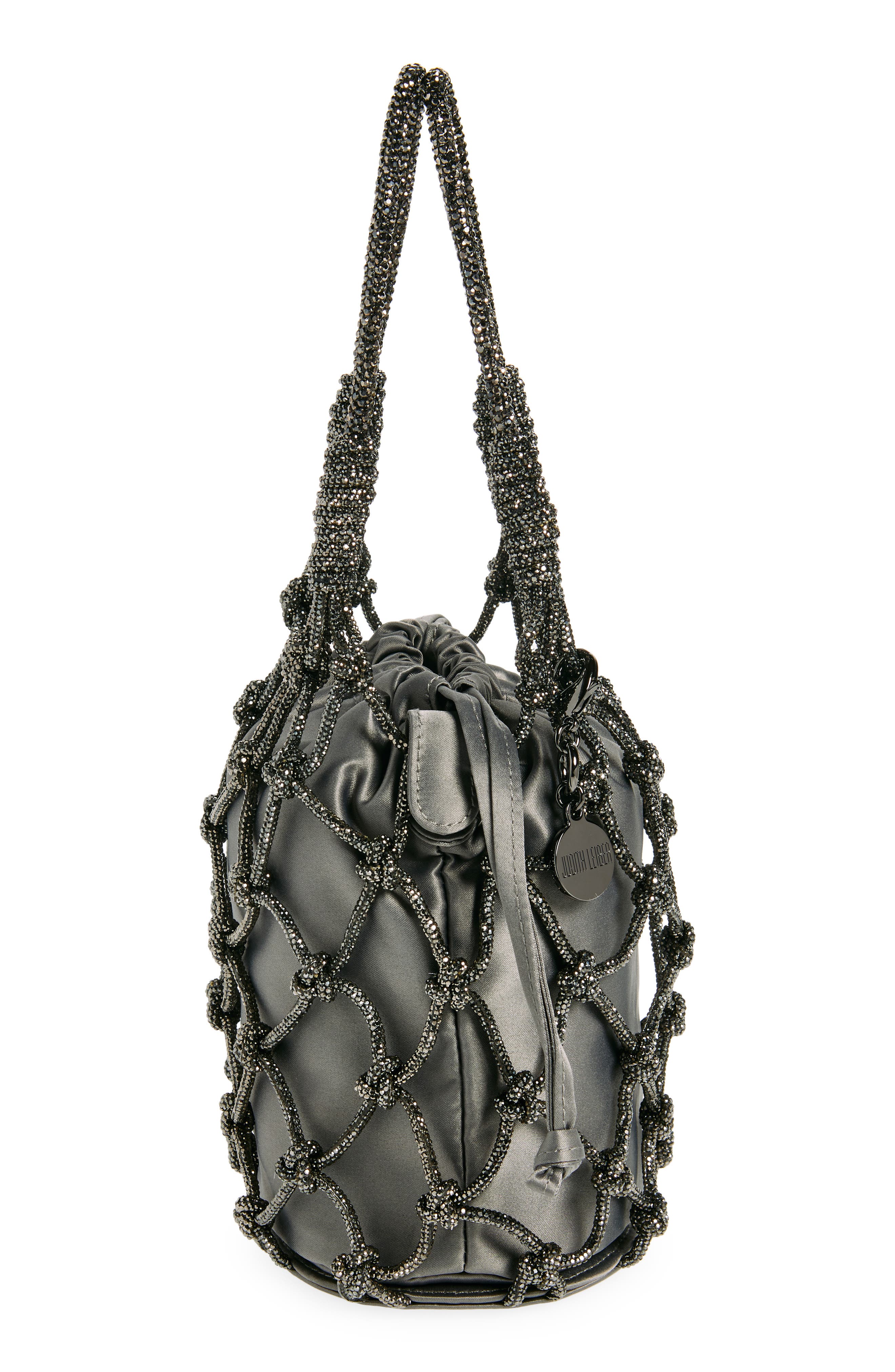 JUDITH LEIBER COUTURE Sparkle Net Pouch Bag, Alternate, color, Silver Hematite