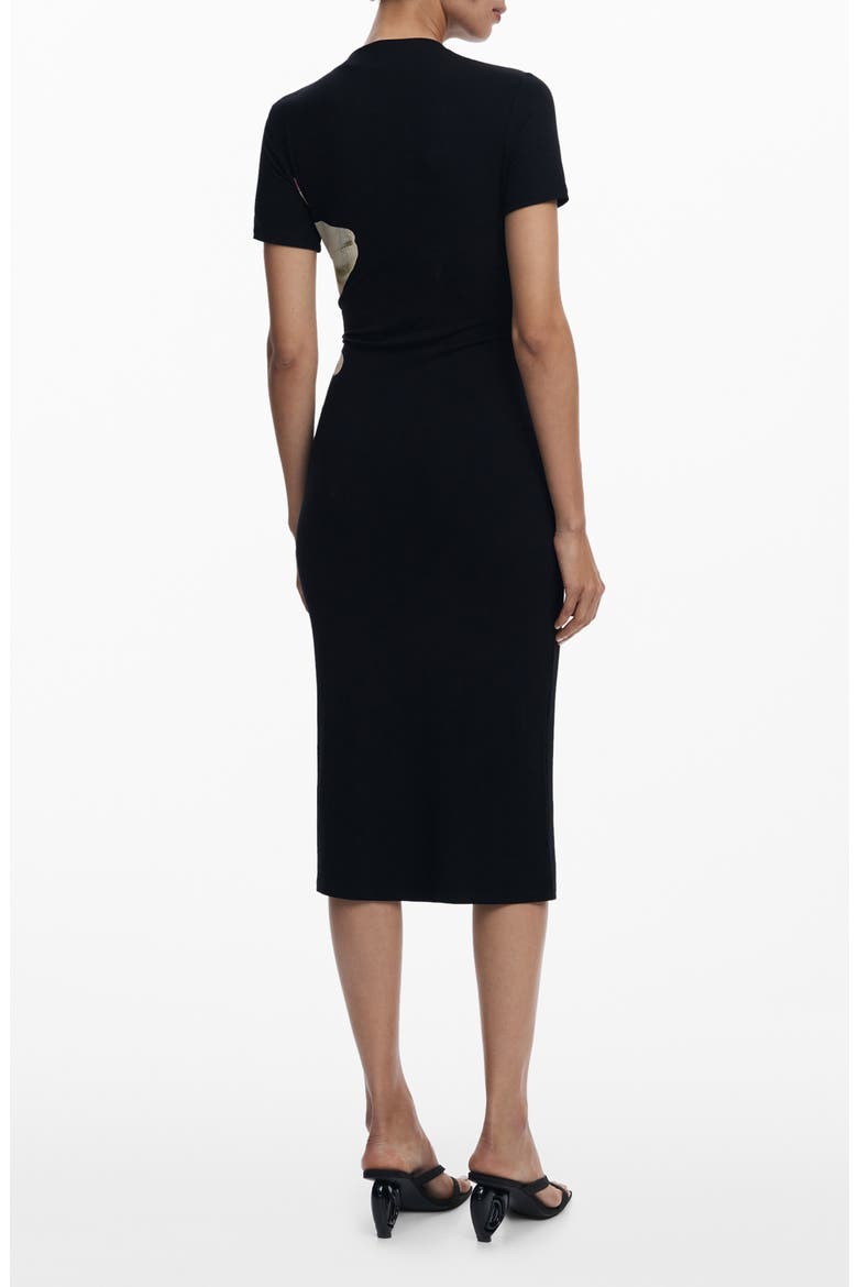 Orchid Rib Midi Dress, Alternate, color, BLACK