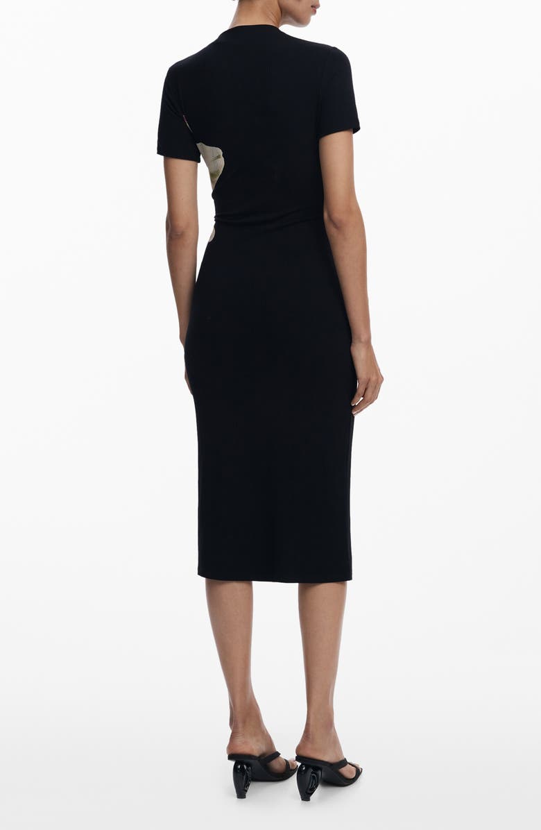 Desigual Orchid Rib Midi Dress, Alternate, color, Black