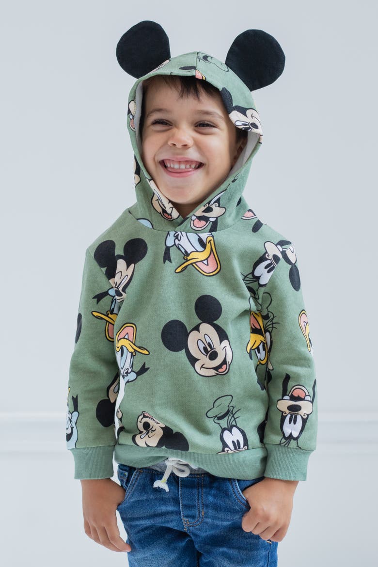Mickey Mouse Fleece Hoodie, Alternate, color, Mickey Friends Green