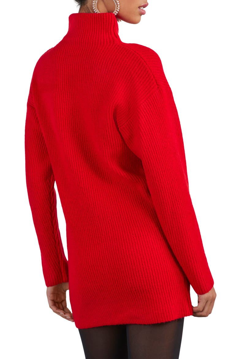 Uptown Turtleneck Long Sleeve Sweater Dress, Alternate, color, RED