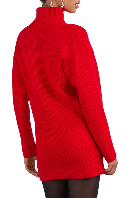 Vici Collection Uptown Turtleneck Long Sleeve Sweater Dress In Red