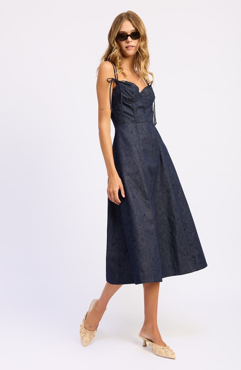En Saison Darby Sweetheart Neck Midi Dress, Alternate, color, Indigo