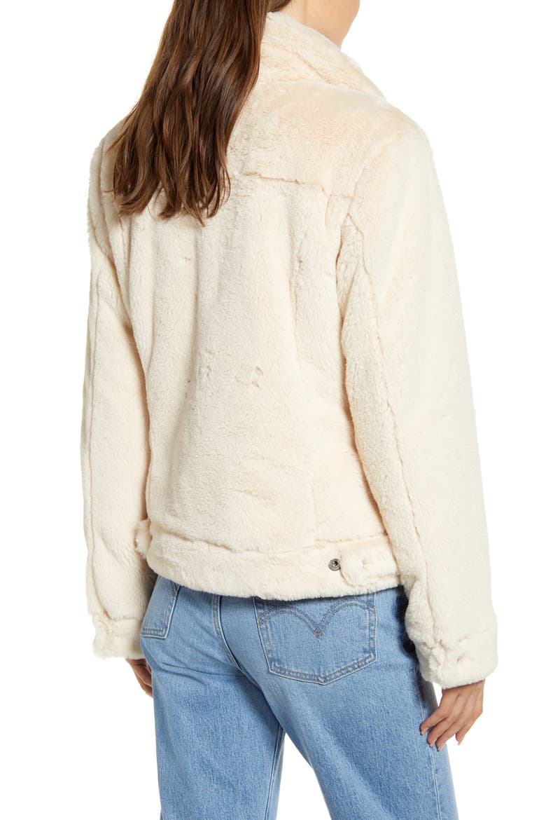 Levi's® Faux Fur Trucker Jacket, Alternate, color, CREAM SAND SHELL
