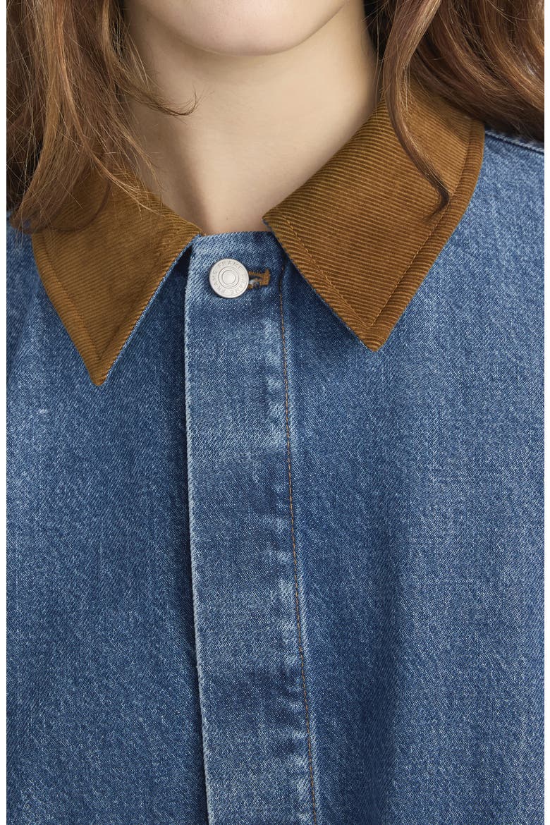 The Crop Denim Swing Jacket, Alternate, color, SONIC