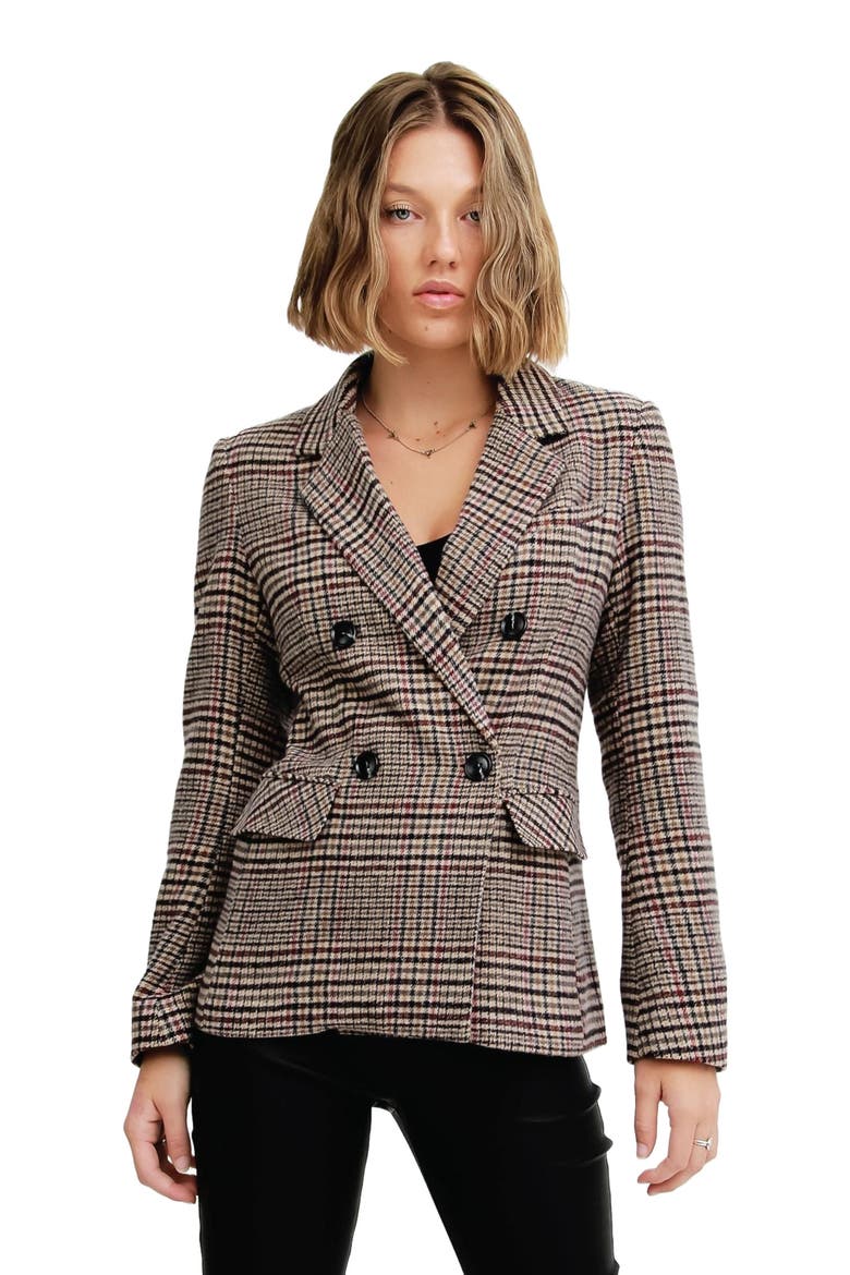 Piccadilly Wool Blend Plaid Blazer, Main, color, Oat