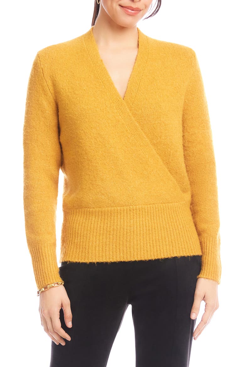 Surplice V-Neck Sweater, Main, color, GOLD
