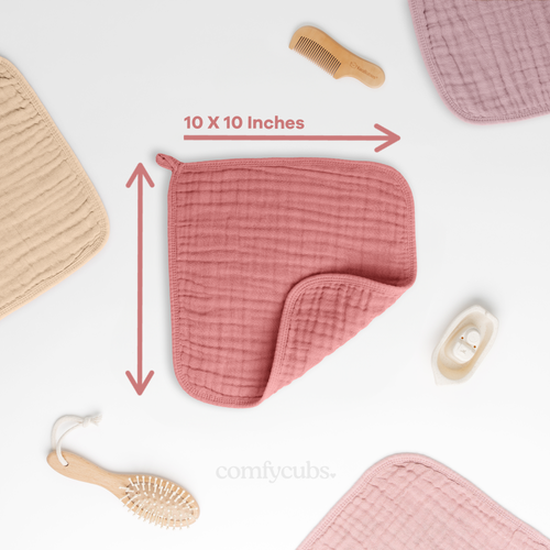 Comfy Cubs Muslin Washcloths In Multi Girl