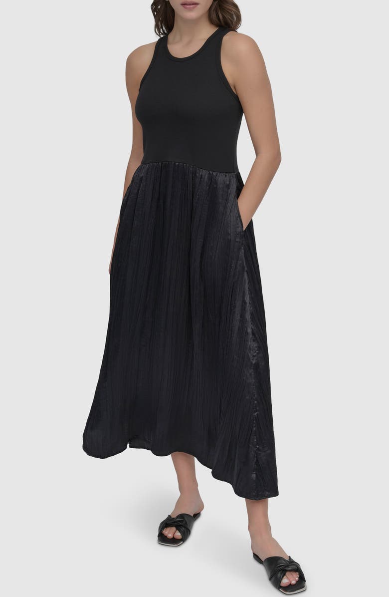 DKNY Mixed Media Maxi Dress, Main, color, 