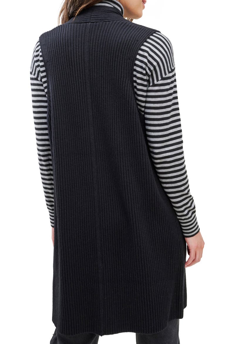 Juliet Rib Open Front Sweater Vest, Alternate, color, BLACK