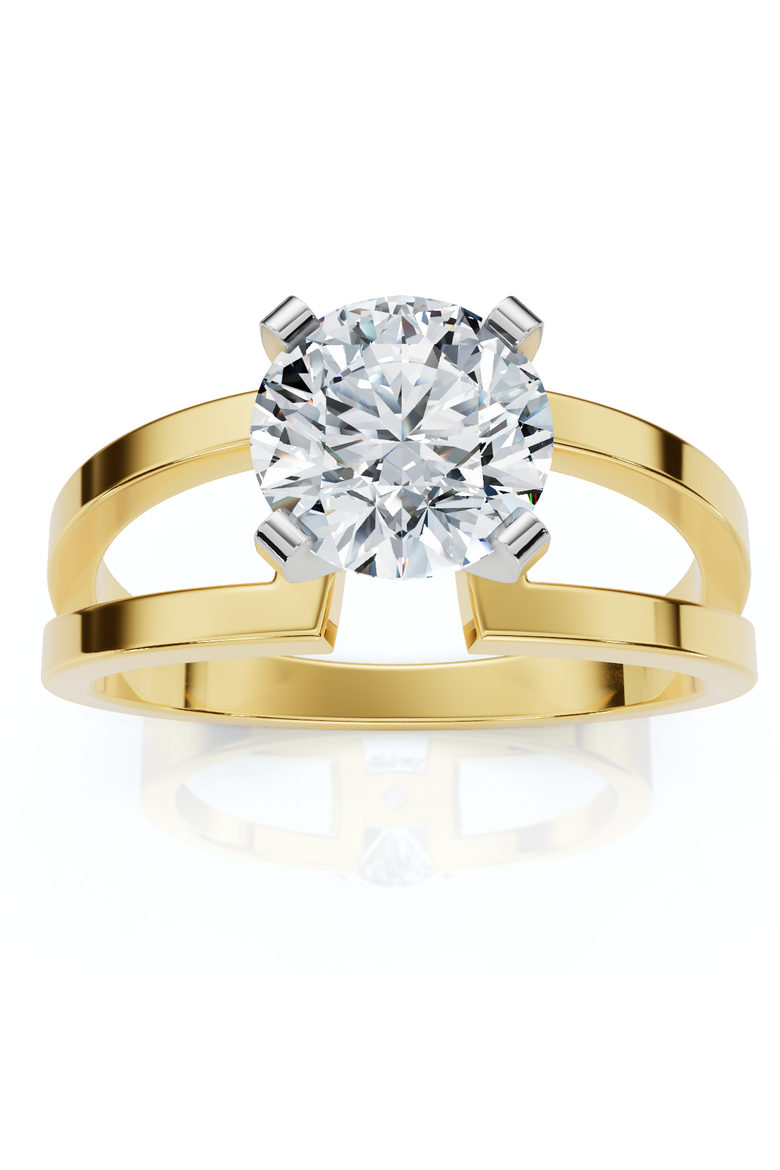 Certified 2ct Round Solitaire Lab Grown Diamond Engagement Ring 14K Gold, Main, color, 14k Yellow Gold