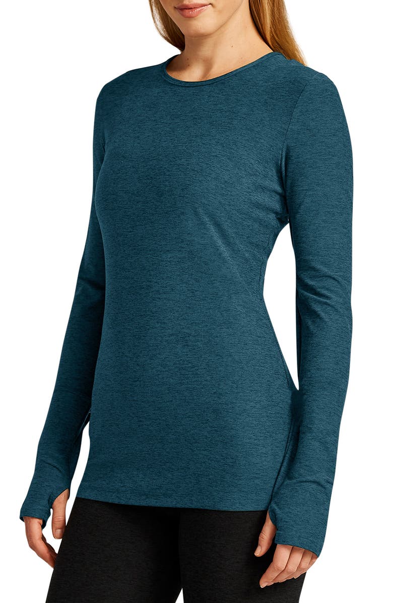 Beyond Yoga Space Dye Long Sleeve Top, Alternate, color, Blue Gem Heather