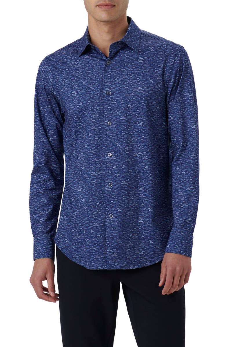 Bugatchi James OoohCotton<sup>®</sup> Car Print Button-Up Shirt, Main, color,
