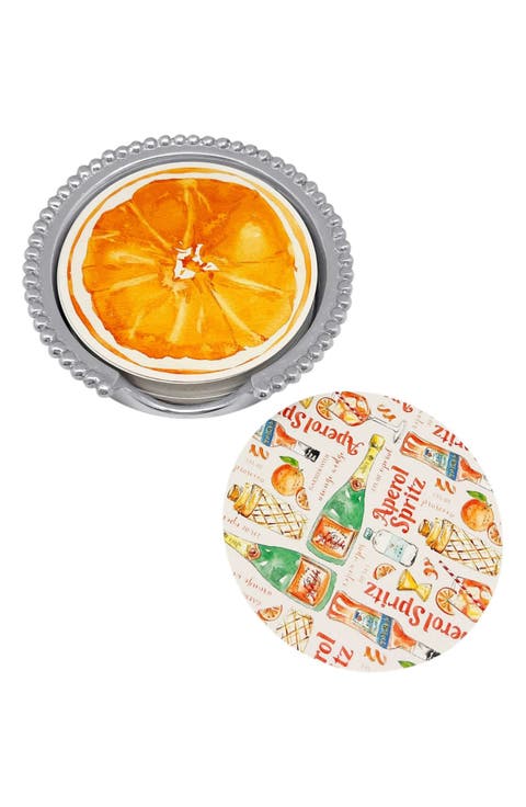 Orange & Aperol Spritz Beaded Coaster Set