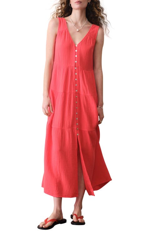 Corinne Sleeveless Organic Cotton Gauze Maxi Dress