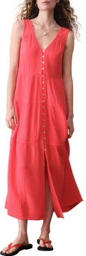 Marine Layer Corinne Sleeveless Organic Cotton Gauze Maxi Dress