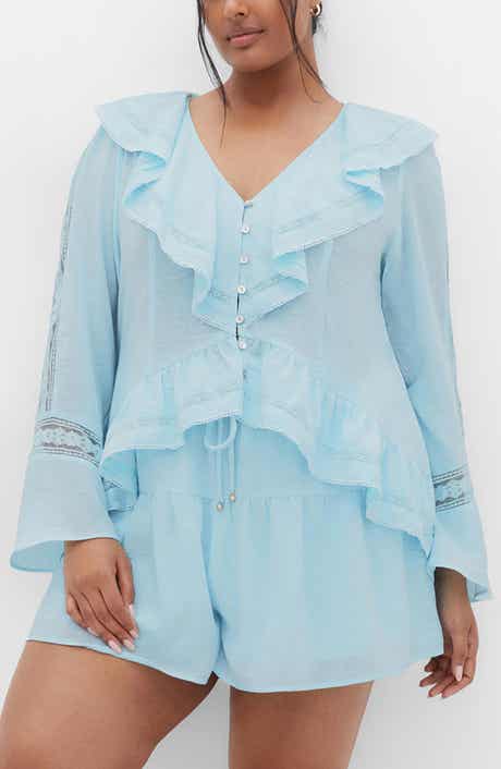 City Chic Sara Ruffle Button-Up Top