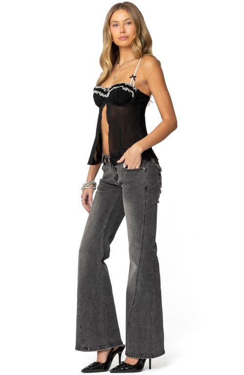 Edikted Colton Boot Cut Low Rise Jeans In Black Wash In Black-washed