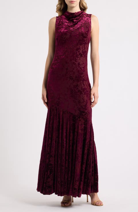 Floral Velvet Burnout Sleeveless Maxi Dress