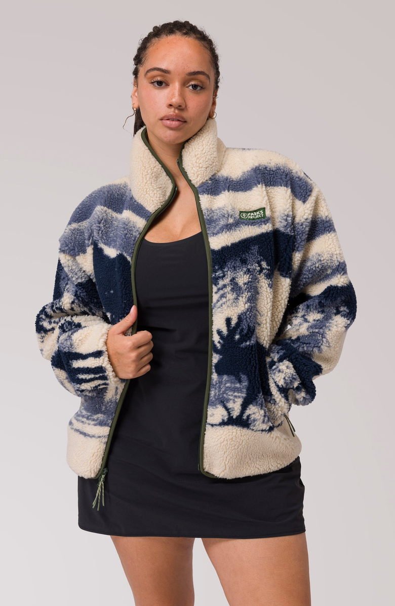 Parks Project Acadia Moose Full Zip High Pile Fleece Jacket, Main, color,