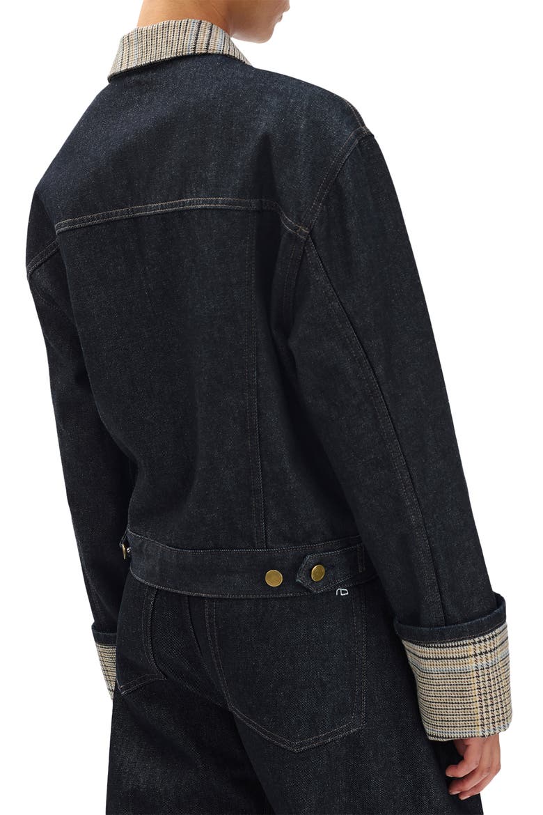 Harriet Contrast Print Denim Trucker Jacket, Alternate, color, TWRCO