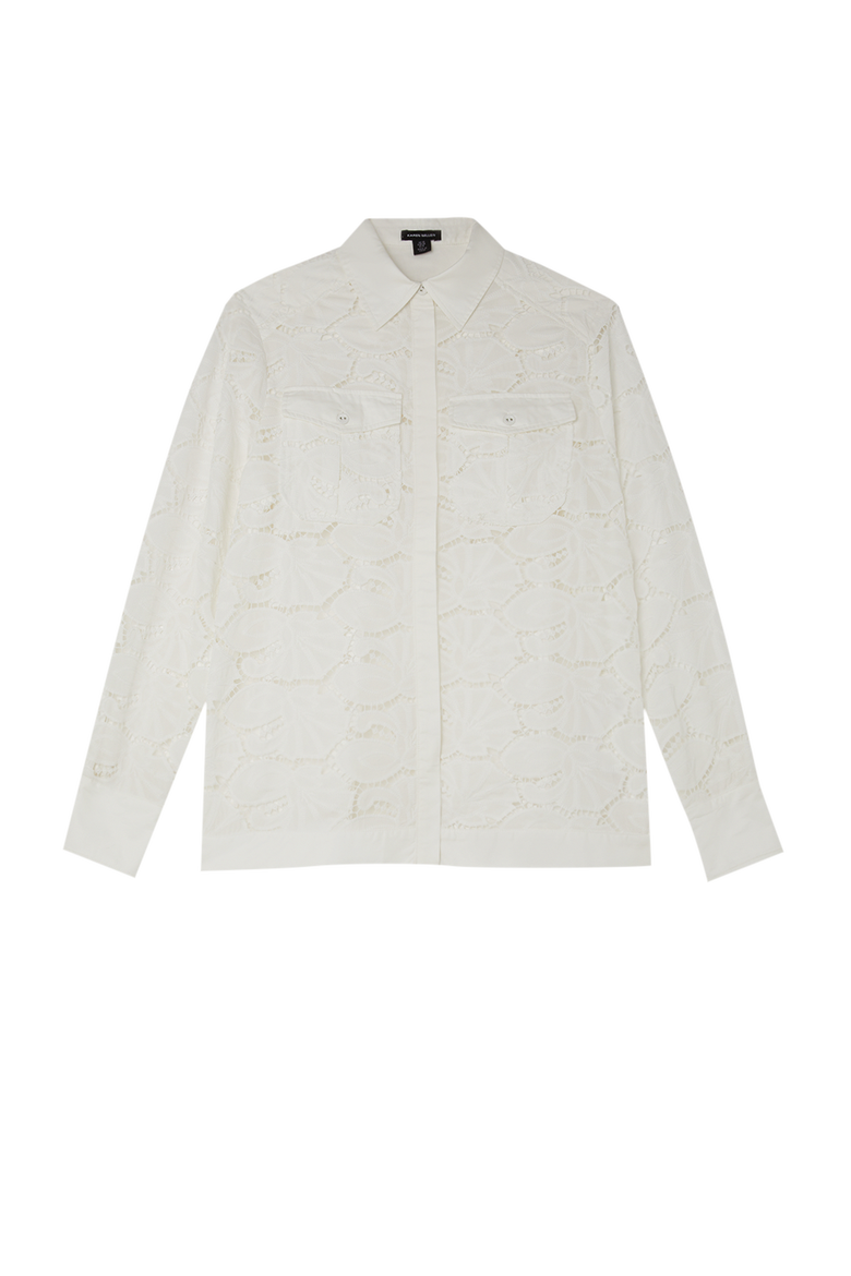 Cotton Cutwork Woven Shirt, Alternate, color, White
