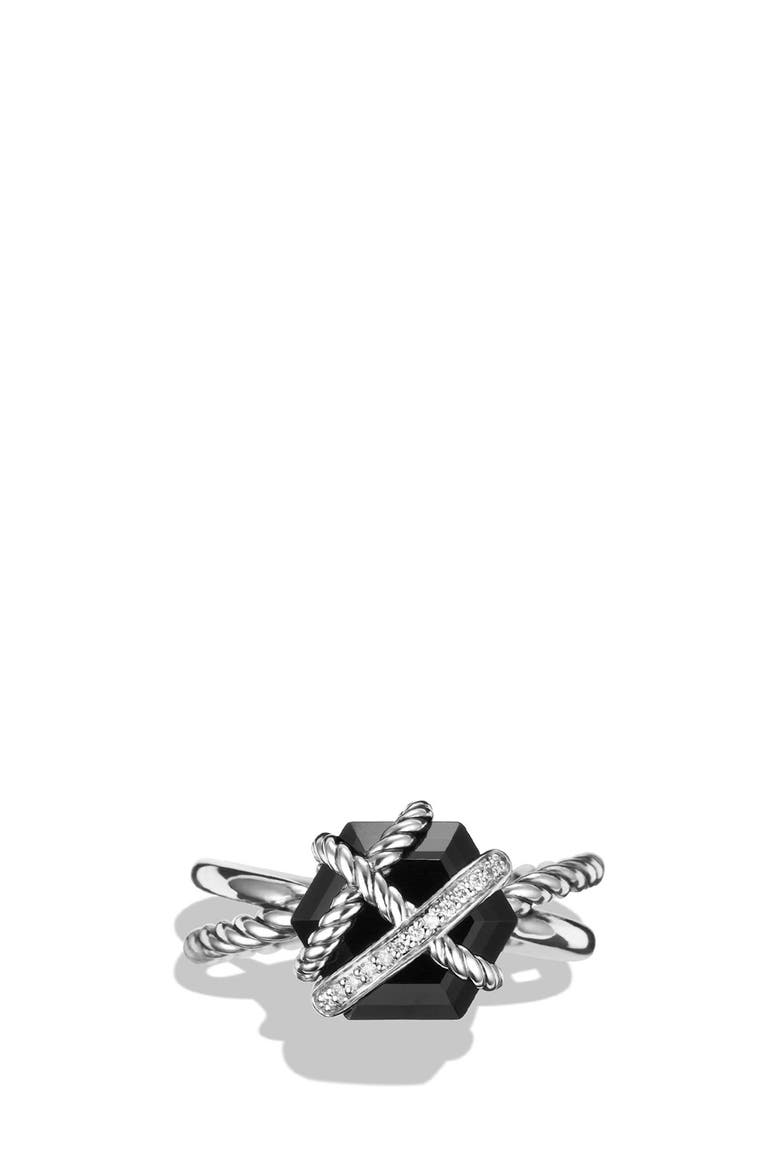 Cable Wrap Ring with Semiprecious Stone and Diamonds, Alternate, color, BLACK ONYX