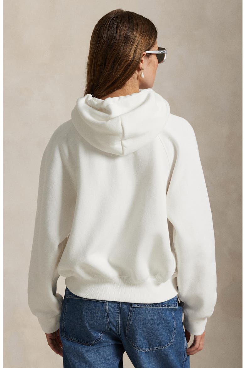 Shrunken Fleece Cotton Blend Hoodie, Alternate, color, WHITE