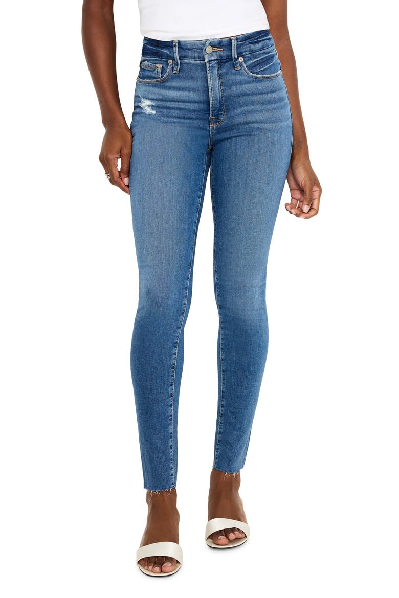 Good Legs Raw Hem Skinny Jeans, Main, color, INDIGO402