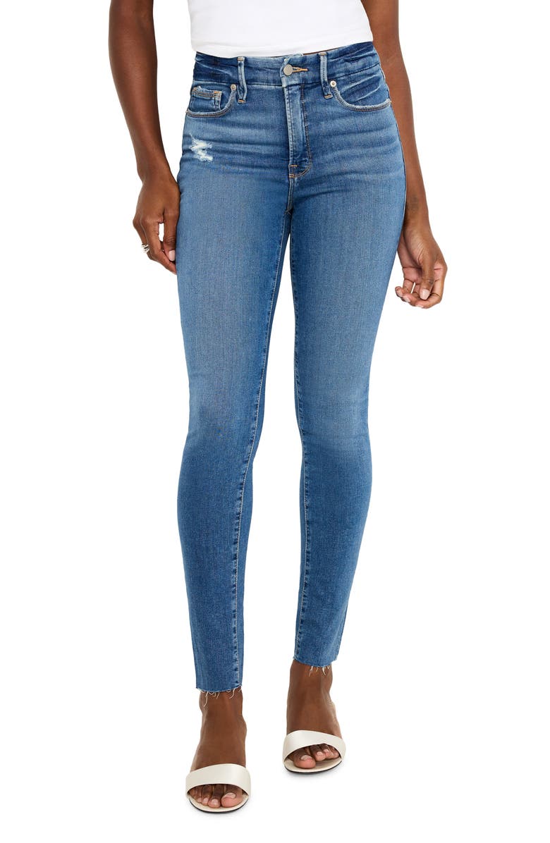 Good American Good Legs Raw Hem Skinny Jeans, Main, color,