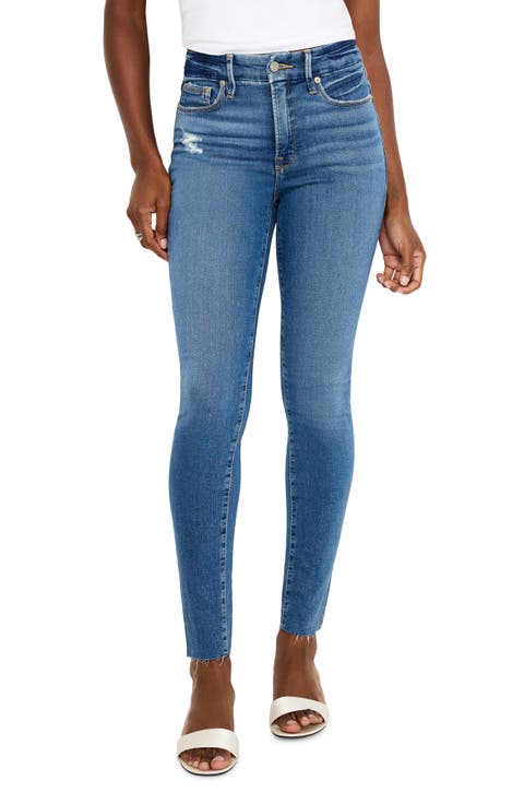 Good Legs Raw Hem Skinny Jeans (Indigo 402) (Regular & Plus)