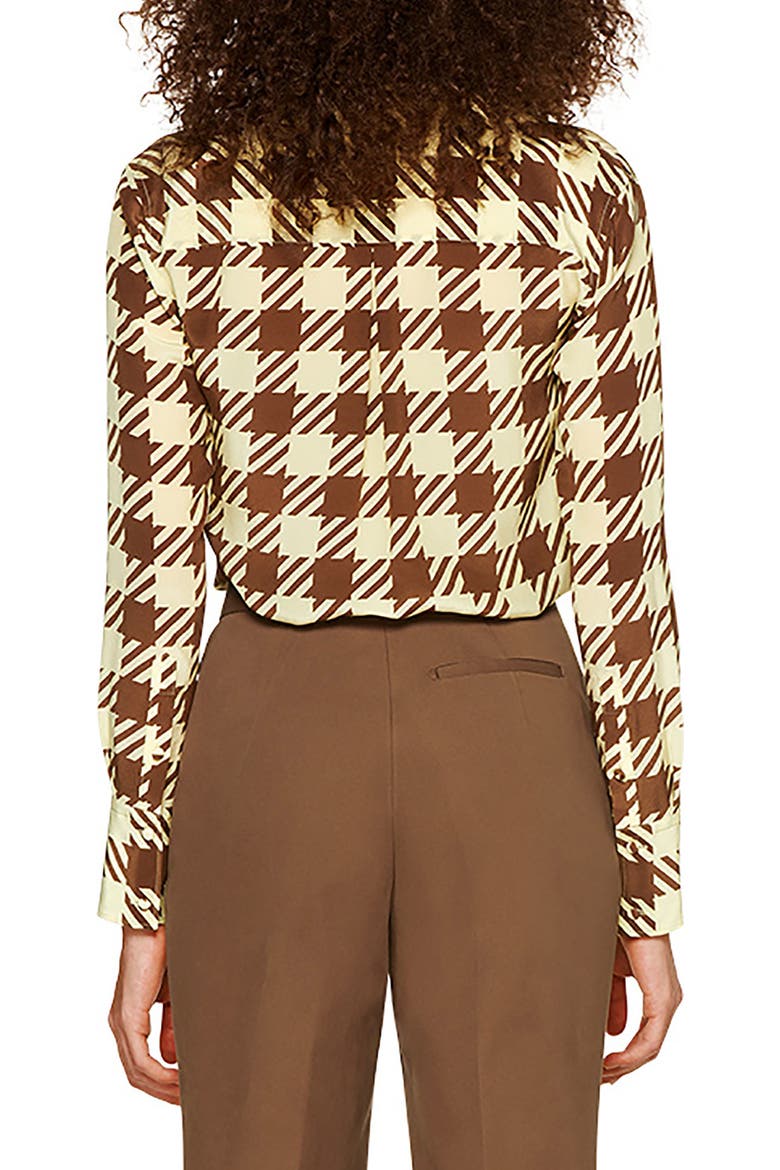 Alex Check Silk blouse, Alternate, color, PALE YELLOW/ TOBACCO