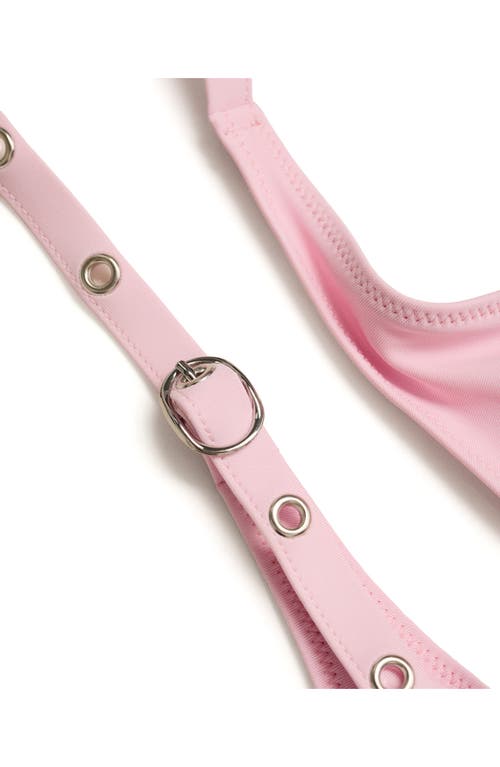 Mango Buckle Strap Bikini Top In Pink