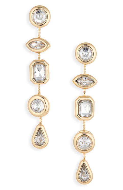 Mixed Crystal Linear Drop Earrings