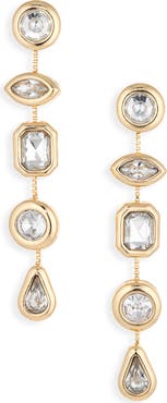 BaubleBar Mixed Crystal Linear Drop Earrings