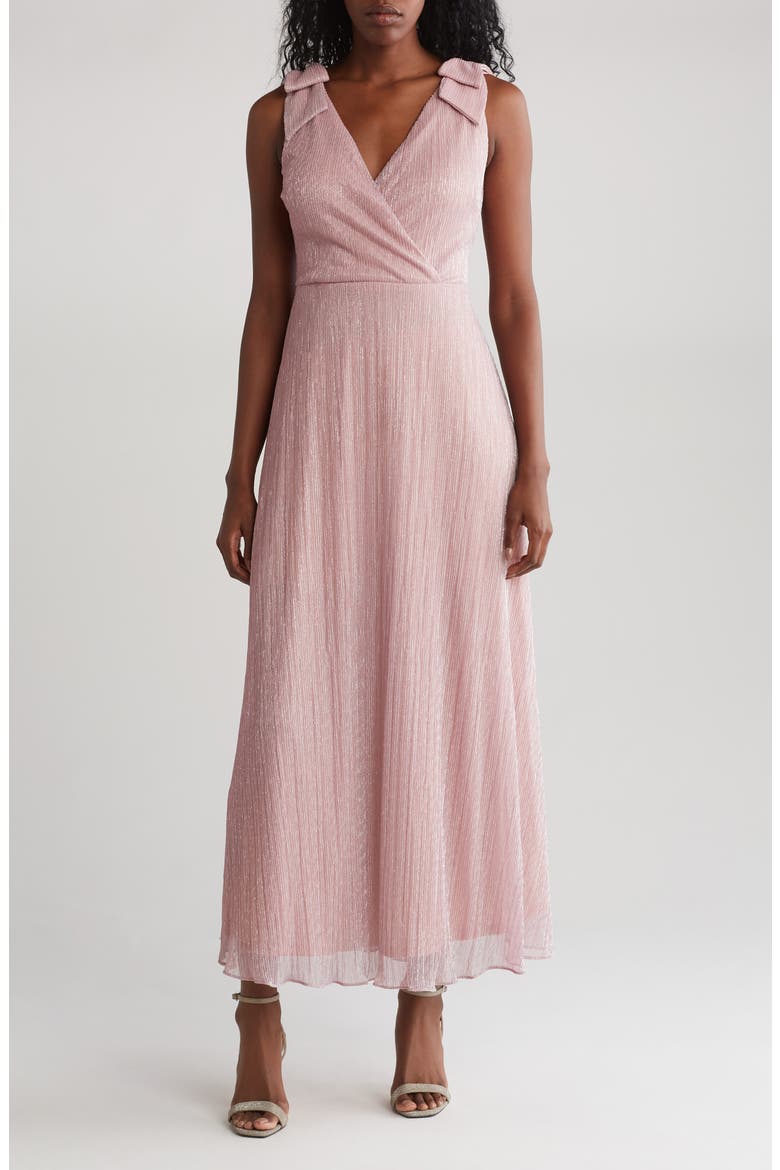 Shimmer Surplice V-Neck Maxi Dress, Main, color, PINK