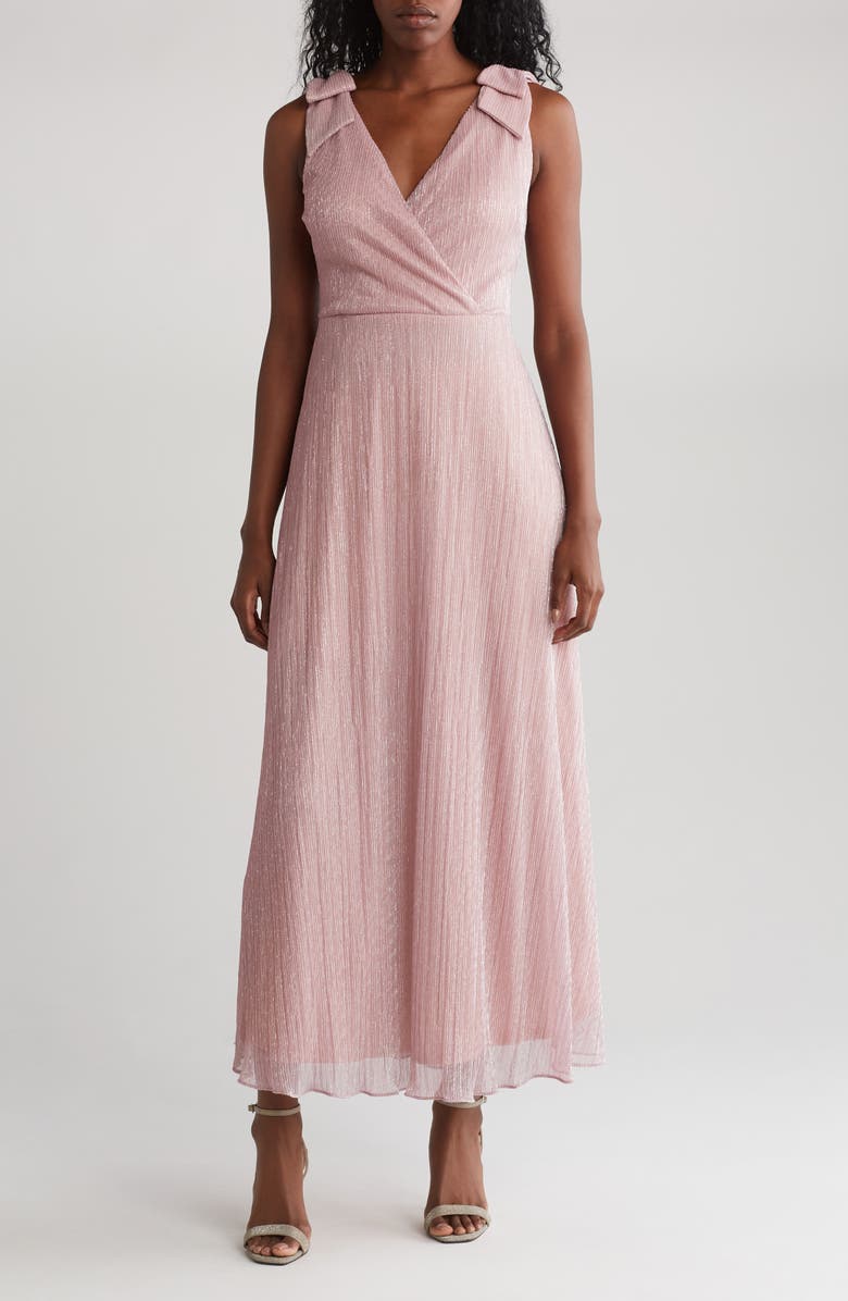 Kensie Shimmer Surplice V-Neck Maxi Dress, Main, color, Pink