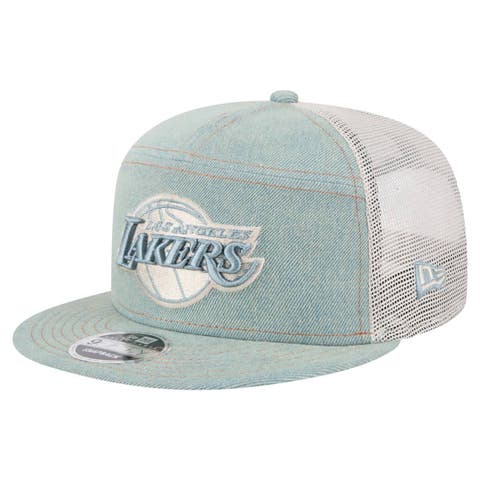 Men's New Era Los Angeles Lakers Adventure Denim Split Panel 9FIFTY Snapback Trucker Hat