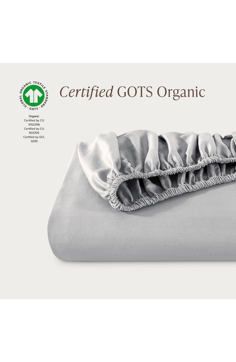 Bare Home 400 Thread Count Organic Cotton Sateen Fitted Sheet - Full XL, Alternate, color, Grey