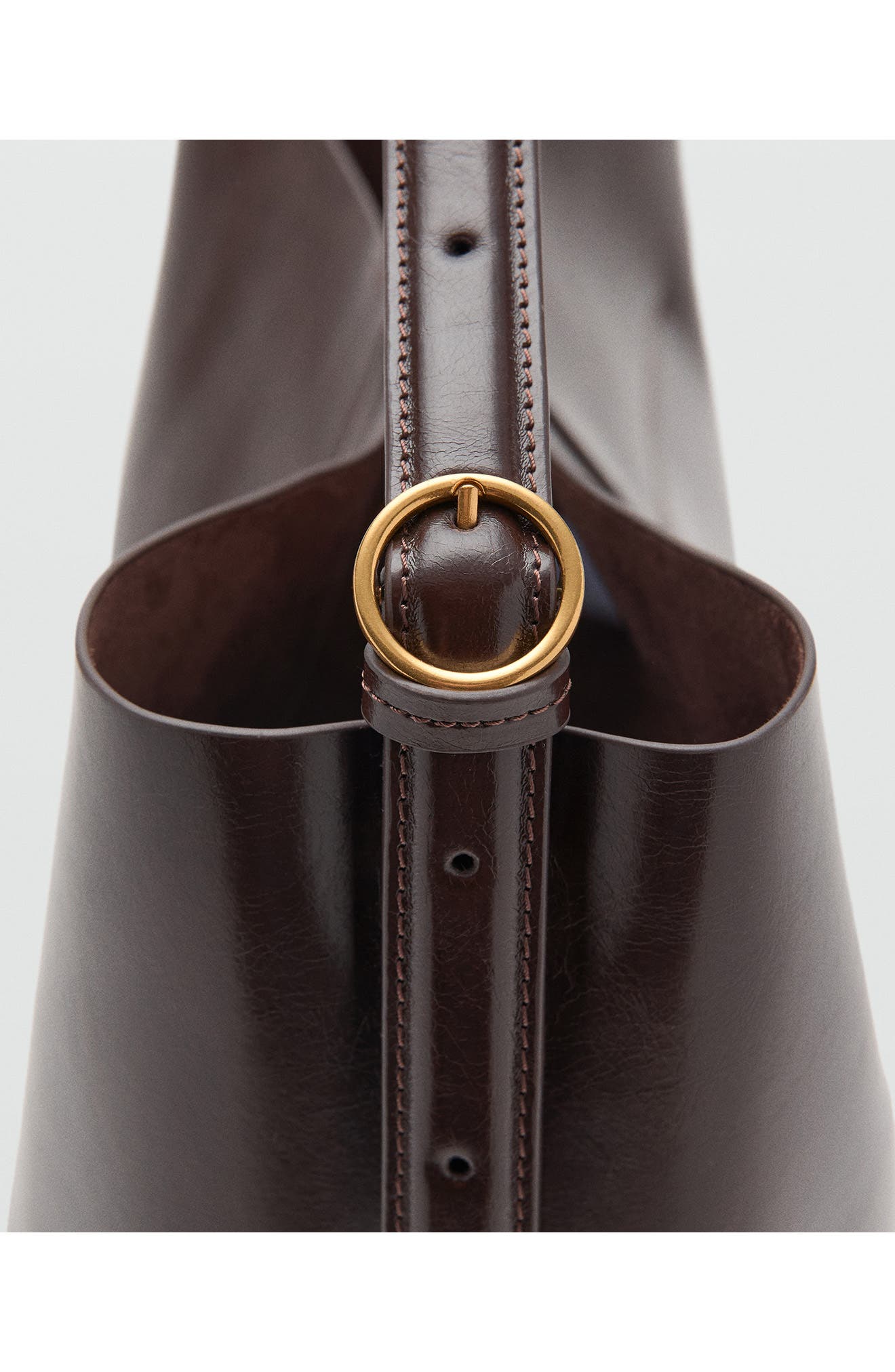 MANGO Faux Leather Shoulder Bag, Alternate, color, Chocolate