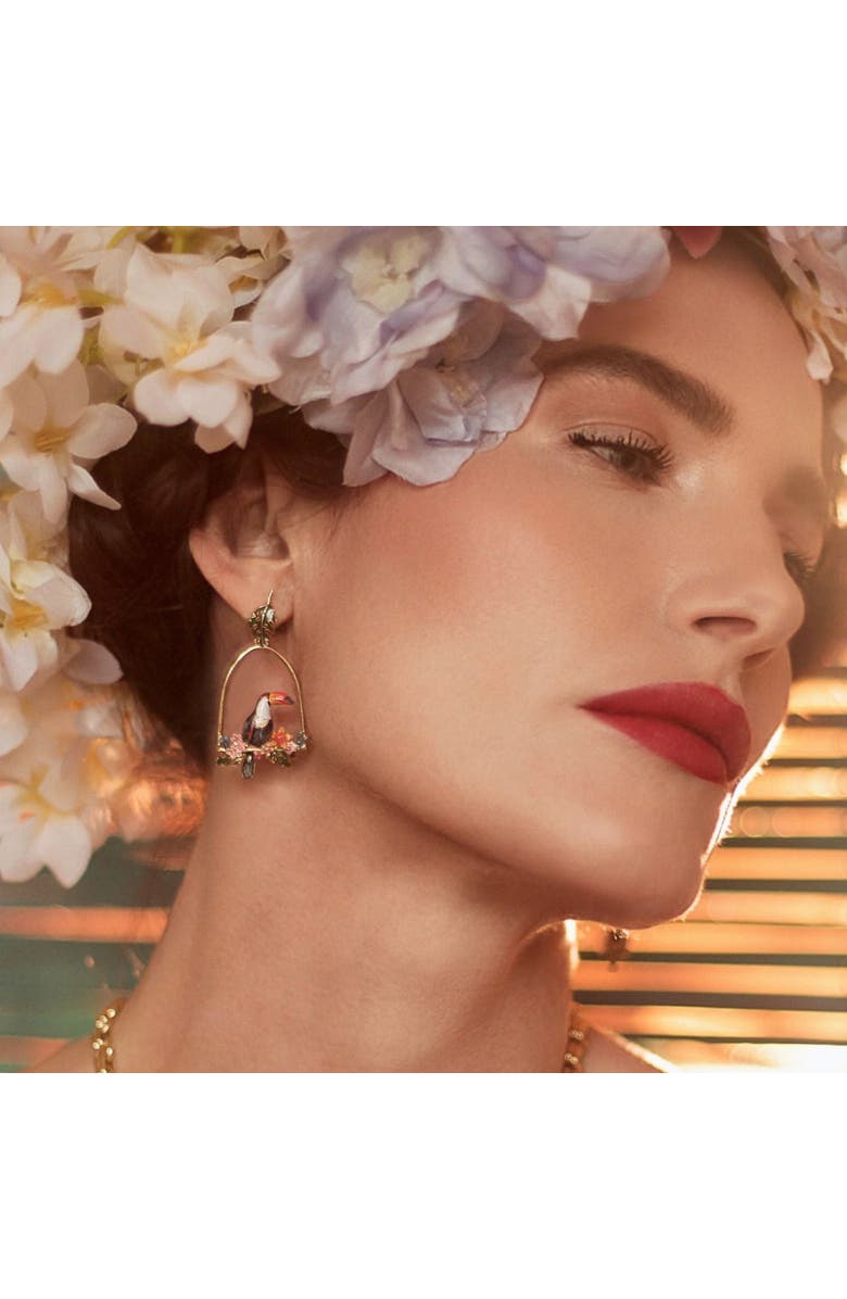 Bill Skinner Studio Toucan Hoop Drop Earrings, Alternate, color, Toucan