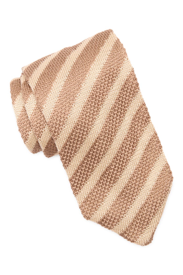 Stanley Stripe Knit Tie, Main, color, CREAMY TAN
