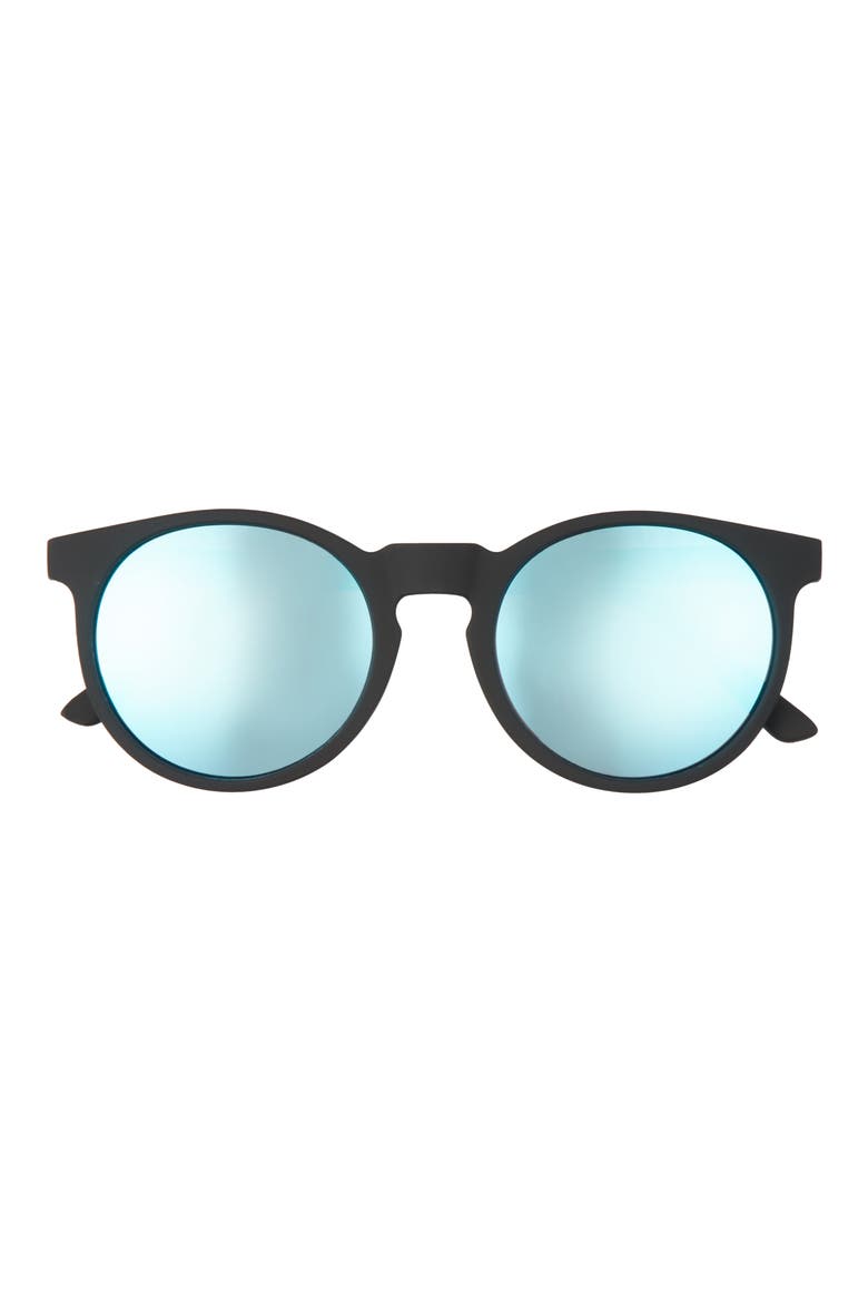 Midnight Ramble at Circle Bar 49mm Mirrored Polarized Round Sunglasses, Main, color, BLACK/BLUE