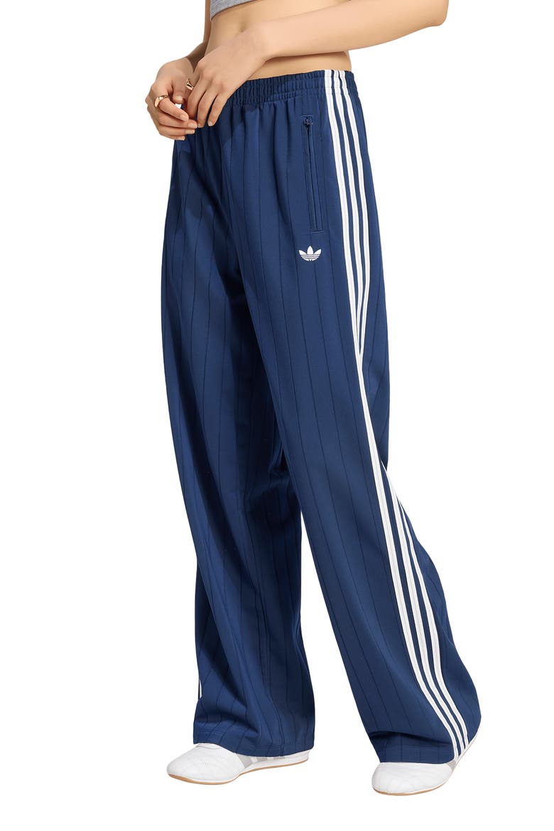 Pinstripe Wide Leg Track Pants, Main, color, NIGHT INDIGO/ WHITE/ GREY TWO