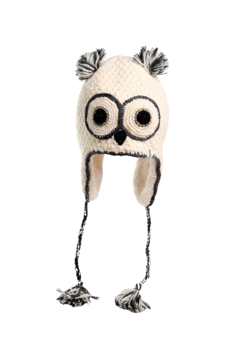 Crochet Owl Hat, Main, color, White combo