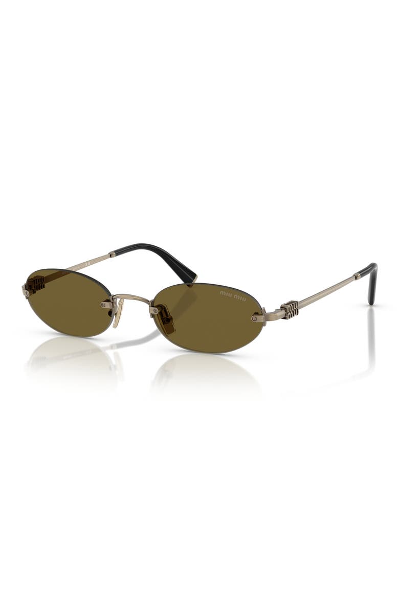 51mm Oval Rimless Sunglasses, Alternate, color, OLD GOLD / DARK BROWN