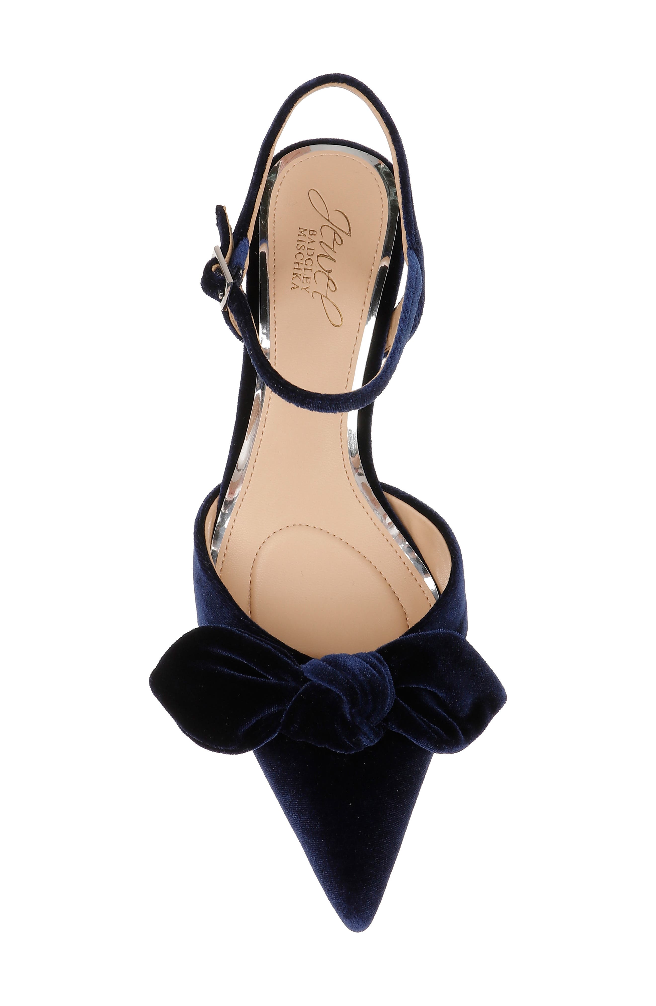 Ember Ankle Strap Pointed Toe Kitten Heel Pump, Alternate, color, NAVY VELVET