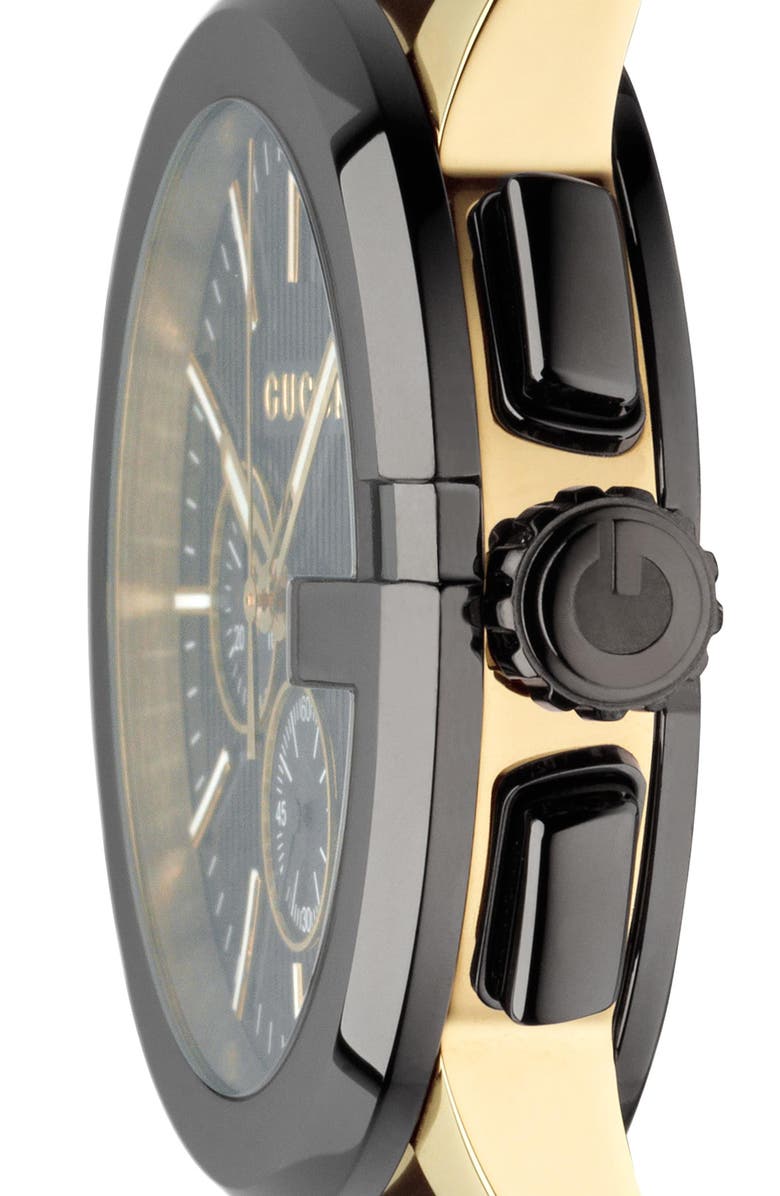 Gucci 'G-Chrono' Guilloche Dial Leather Strap Watch, 44mm, Alternate, color, 